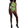 Ouch! Glow Ensemble Bustier et Culotte Filet Vert Fluo